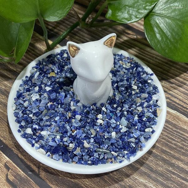 Estatuetas decorativas sodalita natural polido chip pedra azul cascalho jardim aquário cristais reiki energia cura presentes decoração para casa