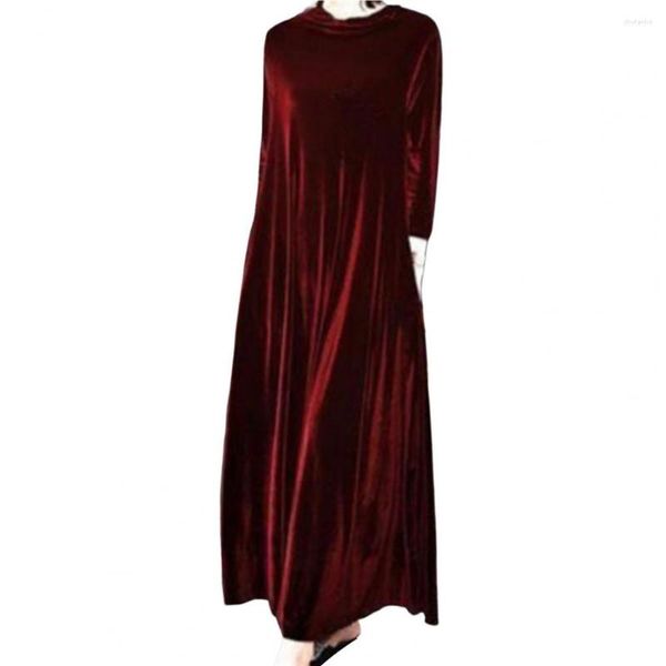 Abiti casual Abito da festa Chic Comodo donna Autunno Maxi velluto di colore puro per le vacanze