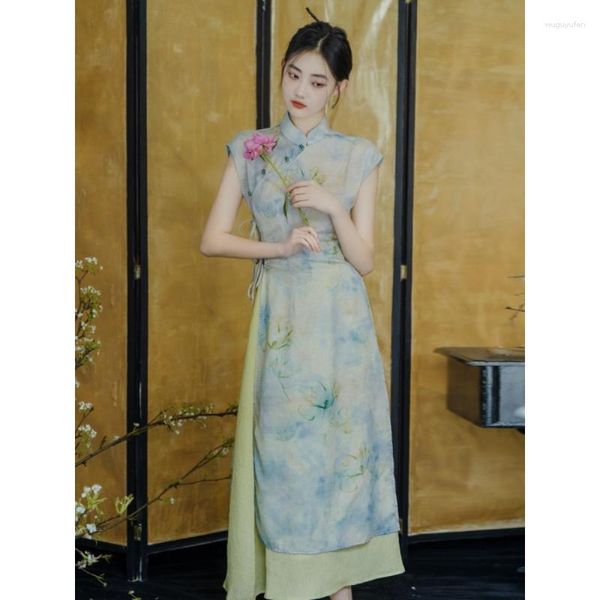 Roupas étnicas 2023 Primavera e Verão Cheongsam Aodai Melhorado Mulheres Diariamente Vietnamita Formal Qipao Vestido Chinês para