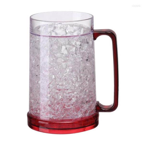 Tazze Congelatore Boccale di birra con ghiaccio Tazza di vino trasparente rinfrescante Bicchieri gelidi in gel a doppia parete T5EF