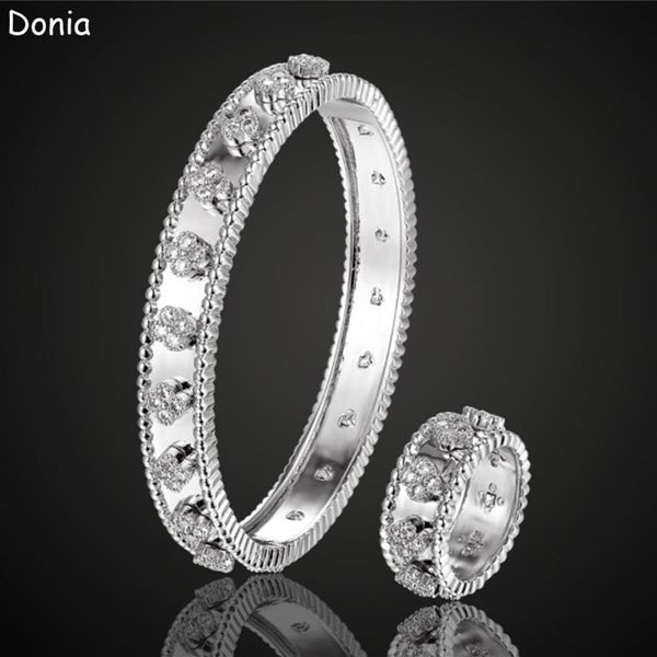 Donia Jewelry Luxus-Armreif, europäische und amerikanische Mode, klassische vierblättrige Blume, Kupfer, Mikro-Intarsien, Zirkon-Armband, Ring-Set, la316t