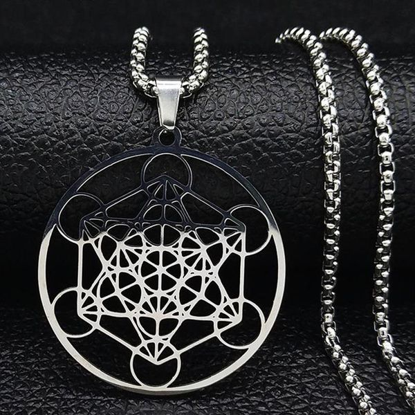 Colares Pingente 316 Aço Inoxidável Metatron Cubo Colar Estrela de David Chakra Yoga Meditação Hip-hop Cadeia Homem Mulher Jóias 266o