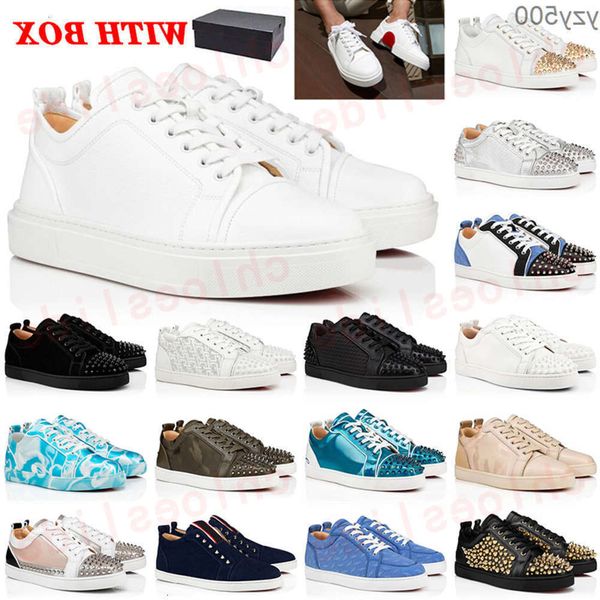 Loubutinly Christians Herrenschuhe mit rotem Boden, Designer-Luxus-Loafer, Abendschuhe, Vieira Junior, Rantulow-Loafer für Herren, charakteristische, glänzende schwarze Spikes-Turnschuhe, Tennis