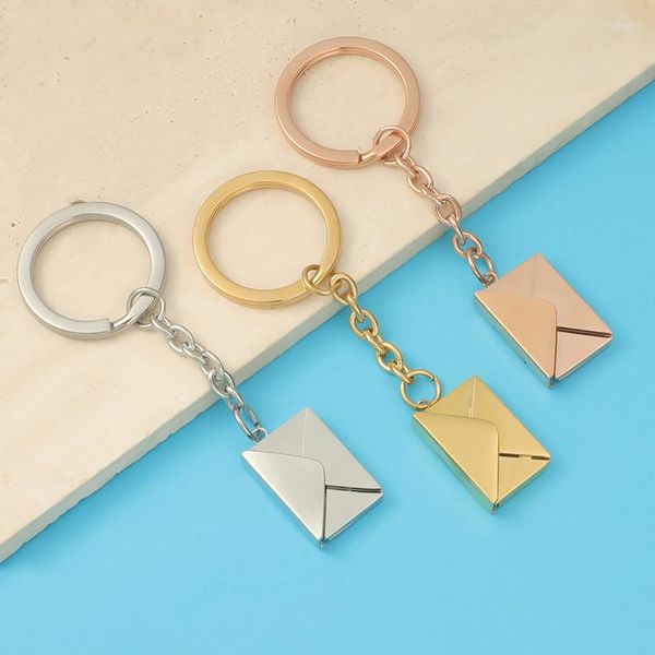 Chaveiros 5 pcs aço inoxidável envelope destacável pingente chaveiro metal criativo amor carta charme chaveiro diy