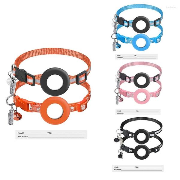 Coleiras para cães 2 pacotes para Airtag Cat Collar Breakaway Holder Ajustável Cinta Reflexiva com Bell ID Tag