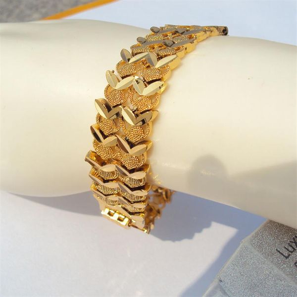 Bracciale a maglie Euro Curb LARGO a strati in oro giallo 24K 24CT per uomo e donna 26 grammi LADIES S7363003