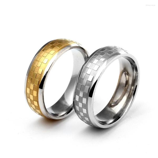 Anéis de casamento Mangopie 6mm Titanium Casal Anel Grade Banda Escovado Aço Inoxidável Sólido Homens Mulheres