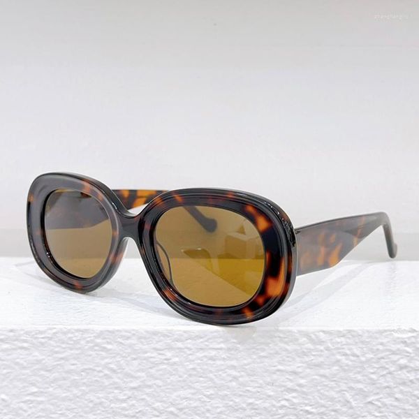 Óculos de sol 40120U Oval Acetato Mulheres Handmade Designer Marca Clássica Tartaruga Verde Escuro Alta Qualidade UV400 Óculos Solares