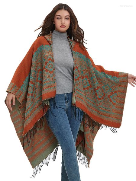 Lenços outono inverno mulheres vintage cachecol camadas e ponchos de malha impressão quente chales femme cobertor capa para mujer pashmina envoltório xale