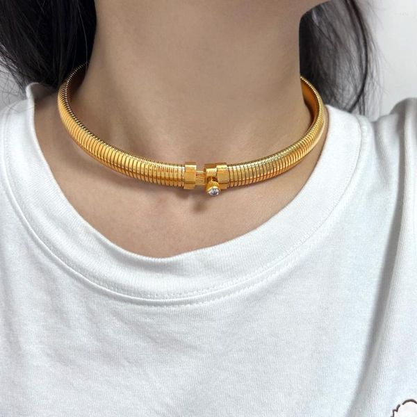 Gargantilha usenset vintage ouro prata cor de aço inoxidável elegante feminino 18k banhado colar personalizado punk hip hop