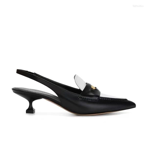 Mode Frauen für Sandalen Design Sommerspitze Zehen Kätzchen Ferse Zapatos flacher Slip-on Sandalien weibliche elegante Kleidungsschuhe 5