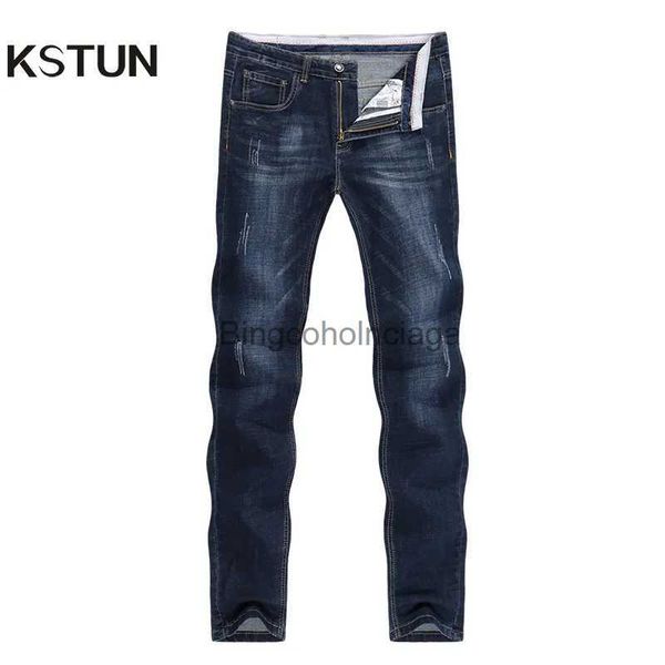 Jeans da uomo KSTUN Jeans da uomo 2023 Pantaloni di jeans estivi Slim Dritto Blu scuro Regular Fit Pantaloni lunghi per il tempo libero Famosi marchi Jean Men HombreL231003