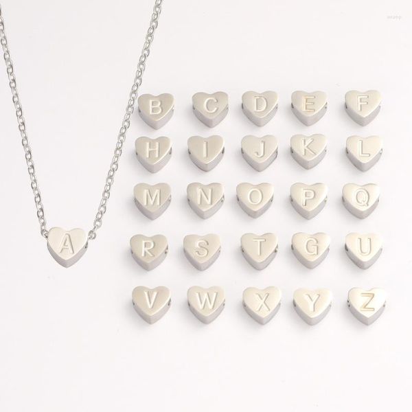 Anhänger Halsketten 3 teile/los Edelstahl Herz Ätzung Alphabet A-Z Brief Halskette Für Geburtstag Schmuck Geschenk Frau Mädchen