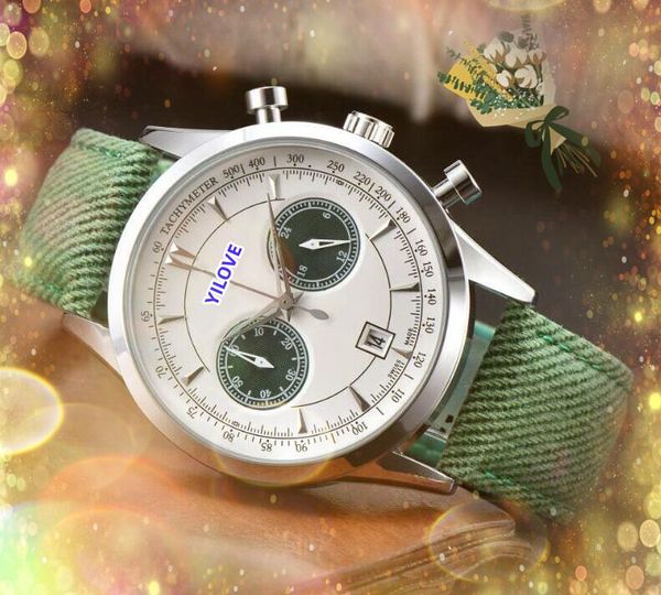 Popular todo o crime homem de luxo cronômetro relógio japão movimento de quartzo relógio tecido pulseira de nylon dois olhos alfinetes de seta relógios de negócios à prova d'água montre de luxe presentes