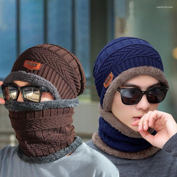 Berretti Berretto invernale Cappello per uomo Berretto lavorato a maglia Donna Sciarpa al collo in lana spessa Passamontagna Maschera Cappelli a cuffia Gorras