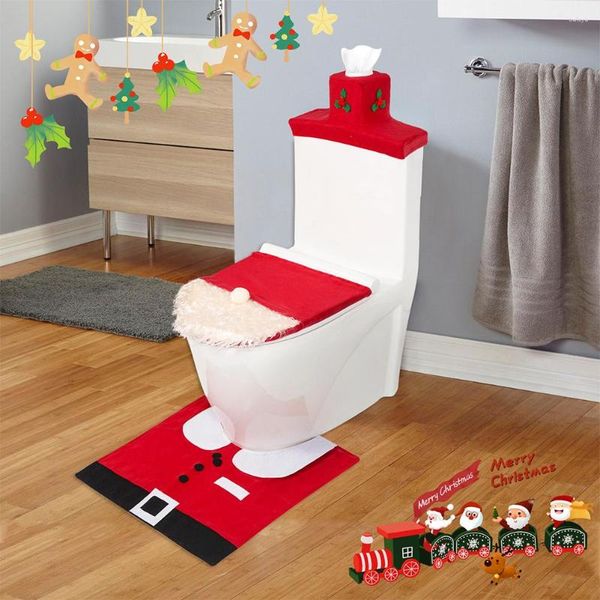 Toilettensitzbezüge Kreative Weihnachtsabdeckung Jahr Badezimmer Dekor Weihnachtsmann Schneemann Niedliche Weihnachtsdekoration 2023 Elf Elch