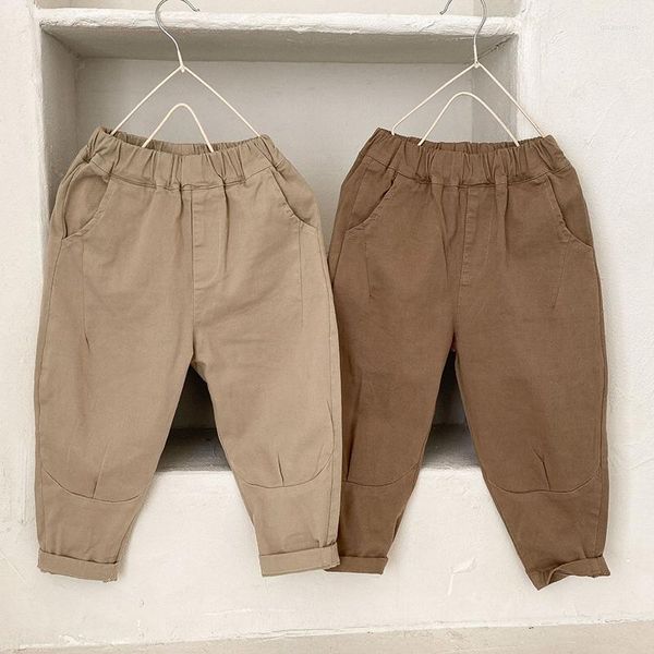 Calças estilo coreano casual moda calça primavera outono bebê meninas meninos calças 1-6yrs crianças cintura elástica algodão roupas infantis