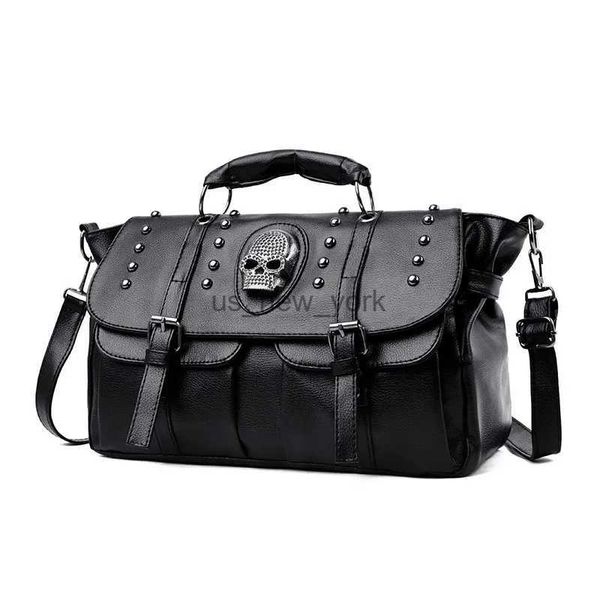 Totes Annmouler Punk Style Women Sumbags Pu Кожаные черепа сумка черная сумка для плеч с большой ездой 2022