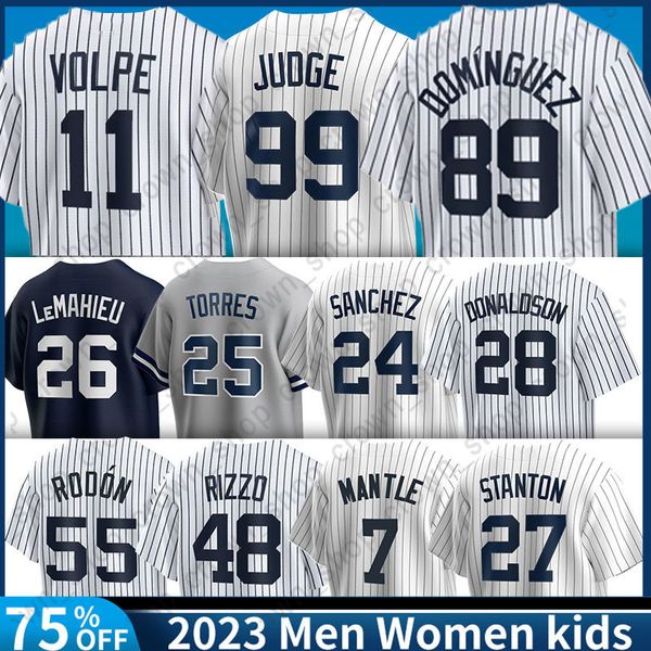 Anthony Volpe Rizzo Maglia da baseball dei New York Yankees Aaron Judge Jasson Dominguez Derek Jeter Carlos Rodon Gerrit Cole Harrison Bader Giancarlo Stanton