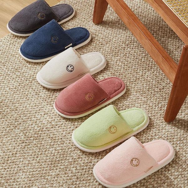 Pantofole Coppia Peluche Autunno Inverno Caldo Scarpe di cotone per la casa Coperta Morbida Piatta Silenziosa Donna Uomo Flanella solida