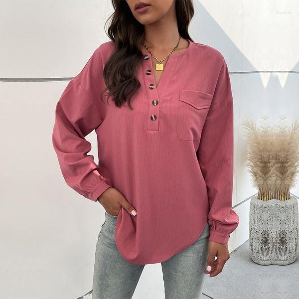 Camicette da donna Camicie pullover rosa per donna 2023 Moda Primavera Autunno Top camicetta a maniche lunghe Casual Party Classy