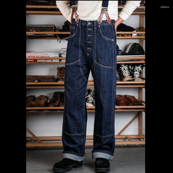 Herren Jeans Simons Vintage Overalls 14,5OZ Motorrad High Waist Straight Amekaji CARHARLumberjack Hose