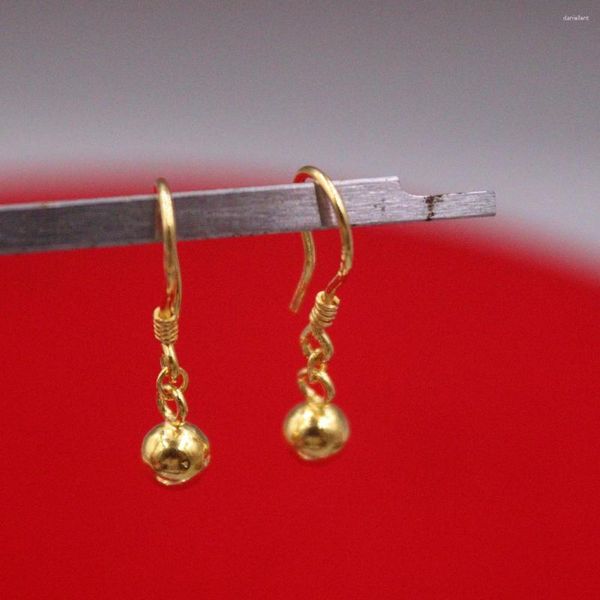Ohrhänger aus echtem 999er reinem 24-Karat-Gelbgold, Tropfenform für Damen, polnischer Kugelhaken, 2,3 cm Länge