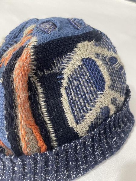 Berretti 2023 Kapital Cappello jacquard lavorato a maglia vintage con cuciture retrò geometriche a blocchi di colore caldi