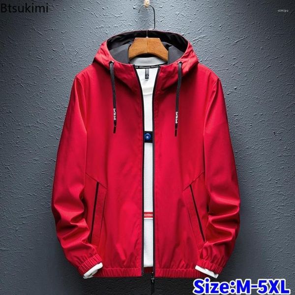 Männer Jacken Frühling Herbst Wasserdichte Jacke Koreanischen Stil Junge Jungen Mit Kapuze Zipper Vorne Feste Beiläufige Mantel Windjacke Männlich 5XL