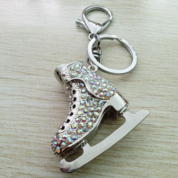 Schlüsselanhänger, Modeschmuck, Accessoires, Metall-Strass-Skates-Schlüsselanhänger