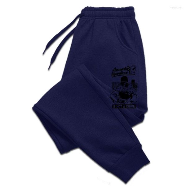 Calças masculinas Frente de libertação animal não é um crime Calças masculinas Ativismo Vegan Alf Vintage Sweatpants Big Si