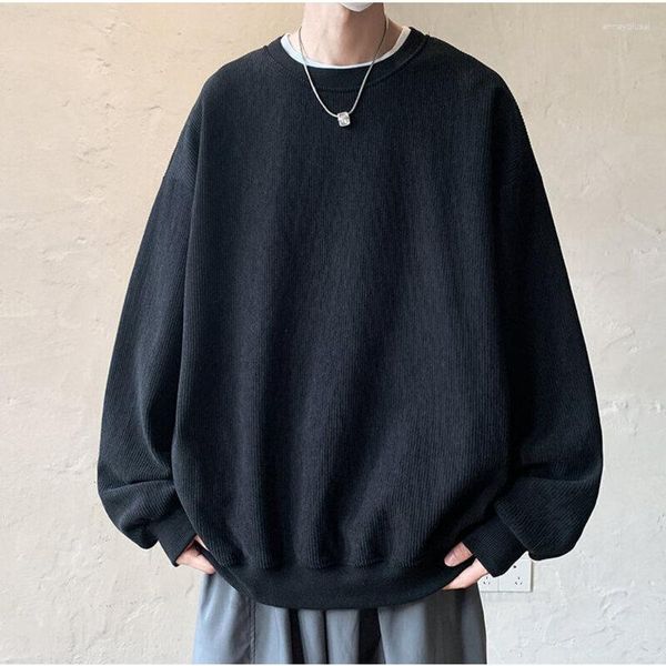 Felpe con cappuccio da uomo Felpe in velluto a coste di qualità Baggy Oversize da uomo Girocollo Moda Solid Camicia Maschile Pullover Harajuku Streetwear Basic Top