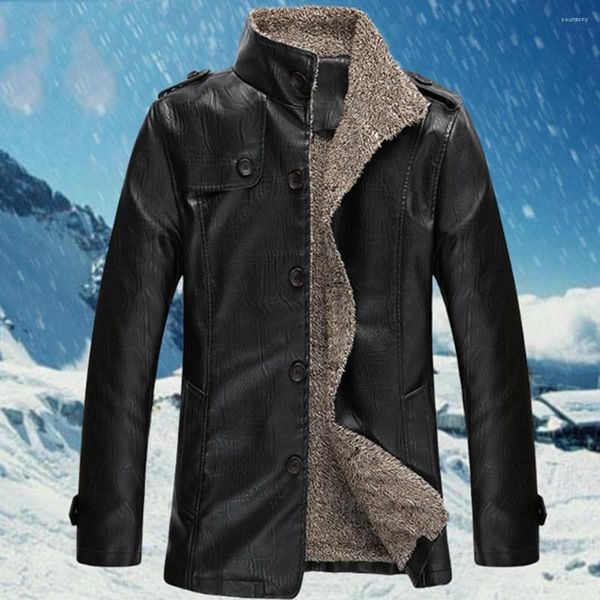 Männer Jacken 2023 Herbst und Winter Übergroße Plus Samt Dicke Lederjacke Jugend Mode PU Mantel Größe M-8XL