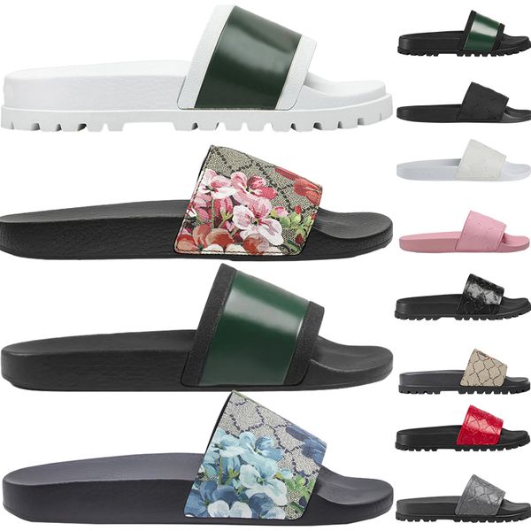 Chinelos de designer para homens mulheres tecido de couro borracha moda luxo slides sliders plana e engrenagem sola sandália sapatos