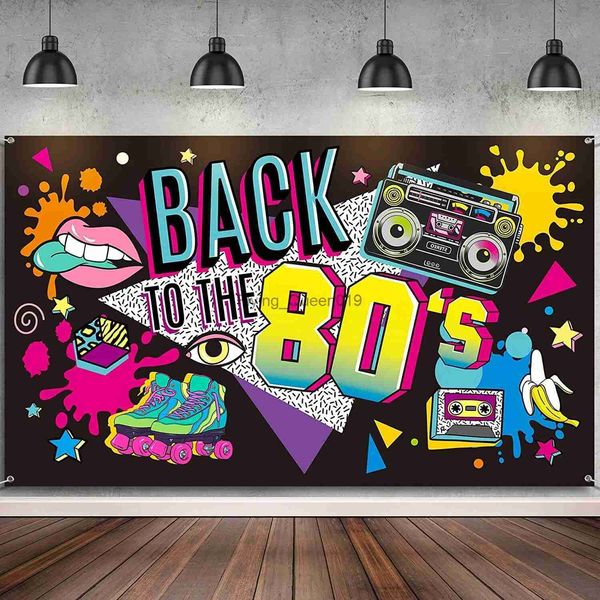 Hintergrundmaterial „Back To 80's Theme Party Dekoration 80's Party Banner Musik Disco Hintergründe Graffiti Neon Glow Fotografie Hintergründe Dekor YQ231003