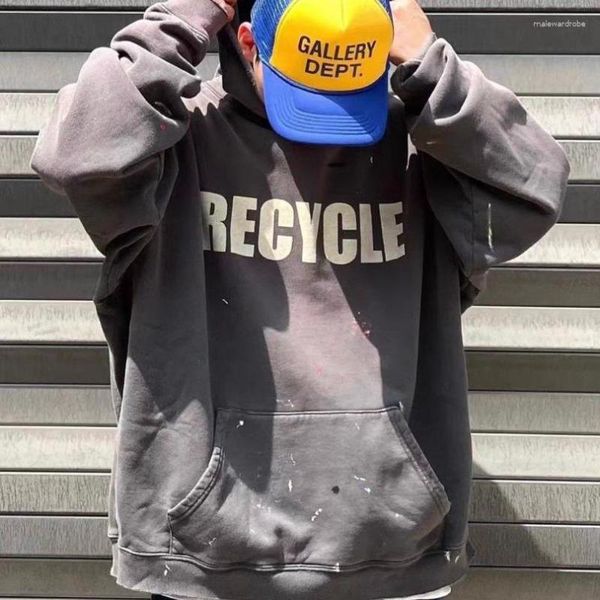 Hoodies masculinos y2k vintage streetwear reciclar hoodie high street oversized para homens e mulheres unisex pulôver moletom roupas