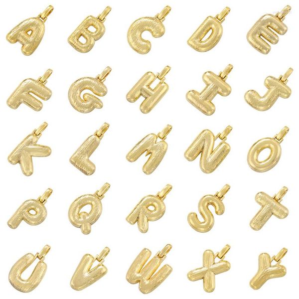 Ciondoli Pendenti con lettere iniziali dell'alfabeto placcati in oro 18 carati a bolle opache spazzolate di alta qualità