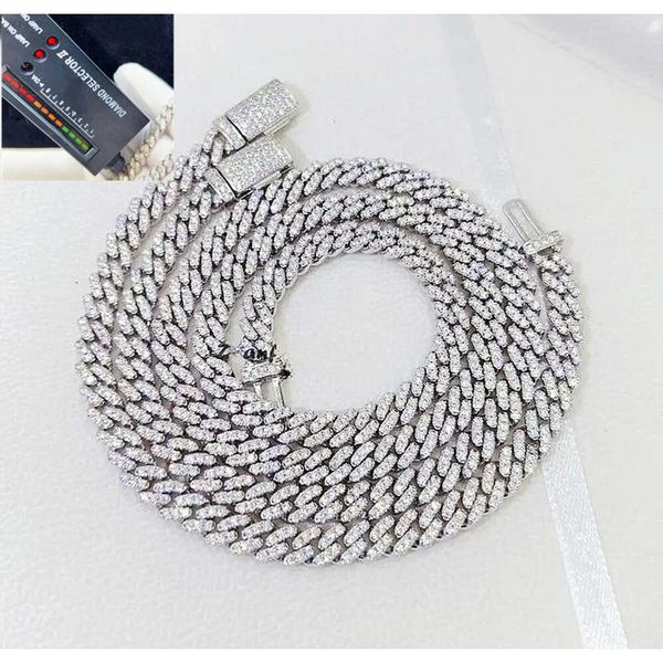 Marka Moda Kadın Ucuz Fiyat 925 Katı Gümüş Prong Seti 1 Sıralar 6mm 8mm 10mm Hip Hop buzlu VVS Diamond Moissanite Küba Zinciri