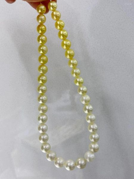 Correntes Hengsheng Faddish 10-13mm Natural Seawater Ocean Pearls Gradiente Colar de Ouro Branco para Mulheres Alto Brilho Pérola Fine Jewelry