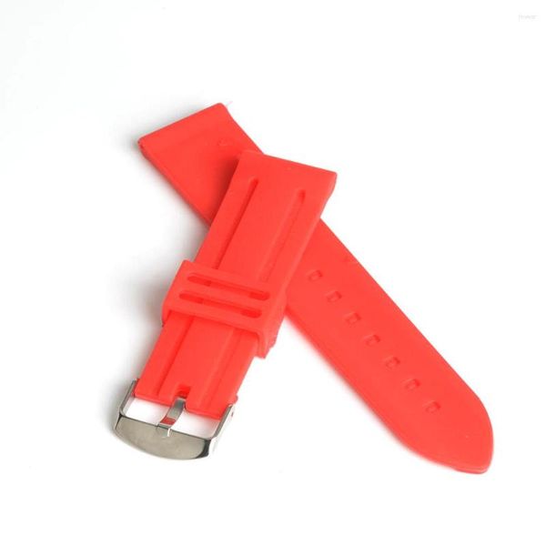 Relógio Bandas Homens Mulheres Banda Red Silicone Strap Pulseira Pulseira Para Esporte Estudante Correa Reloj Pulseira Relogio 22mm