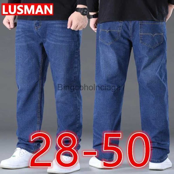 Jeans masculinos homem jeans tamanho grande tecido jeans de alta estiramento calças de tamanho grande para pessoas gordas 45-150kg jeans hombre calças de perna larga pantalon hommeL231003