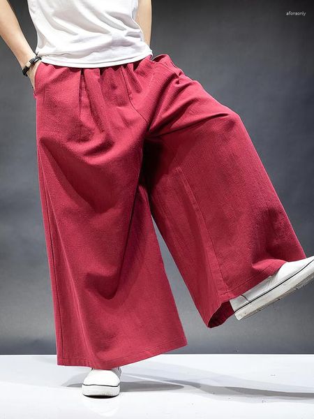 Pantaloni da uomo in cotone e lino a gamba larga oversize da uomo vintage larghi dritti pantaloni harem casual taglie forti 2023