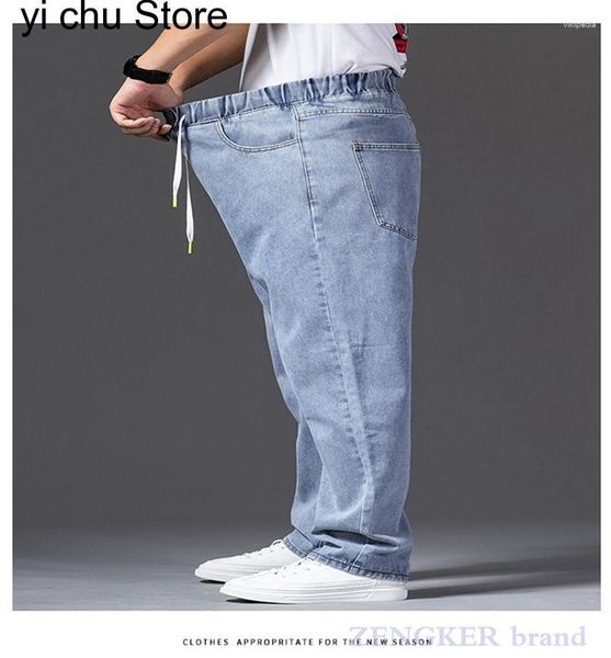 Мужские джинсы, осенние толстые брюки большого размера, широкие прямые свободные джинсы большого размера с широкими штанинами