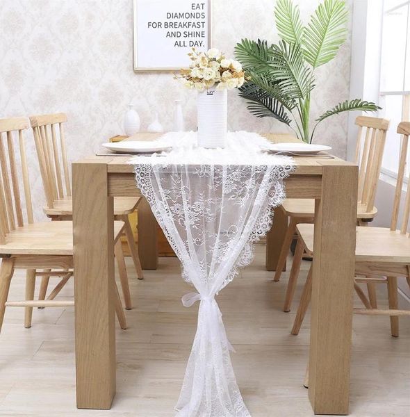Tischläufer, 1 Stück, klassische weiße Spitze, 76,2 x 304,8 cm, für Hochzeit, Vintage-gestickte Läuferauflage