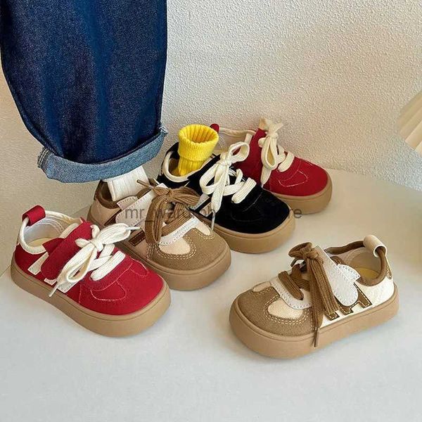 Atlético ao ar livre coreano crianças sapato de lona 2023 criança sapatos de bebê primavera outono meninos sapatos casuais sola macia respirável meninas sapatos de lona vermelha q231003