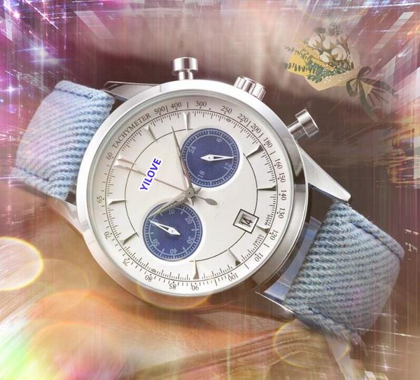 Relógio masculino com mostrador helicoidal, totalmente funcional, data automática, tecido, pulseira de nylon, movimento de quartzo, cronômetro, dois olhos, seta, relógio masculino