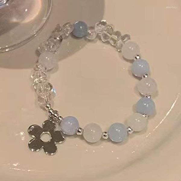 Charm-Armbänder, elastisch, rund, Perlenschmuck, handgefertigt, Stretch-Handkette, Blume