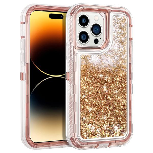 Casos de telefone móvel de areia movediça de luxo para iPhone 15 Pro Max 14 Plus para Samsung S23 Ultra Bling Bling Glitter Glitter Flutuante Reia Prand Pesada Tampa de Choque