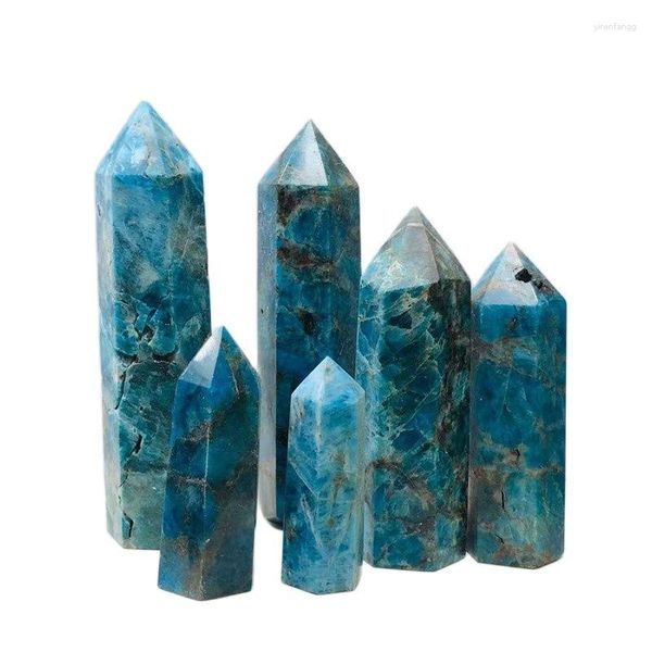 Figurines décoratives Apatite bleue naturelle, pierre de guérison, baguette en cristal de Quartz, artisanat minéral pour la décoration de la maison, ornements DIY