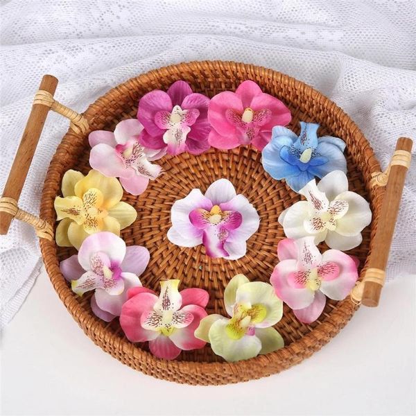 Fiori decorativi 20 pezzi 5,5 cm teste di orchidea farfalla di seta fiore artificiale finto artigianato fatto a mano fai da te decorazione di nozze per la casa